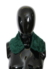 Dolce & Gabbana Green Fur Shoulder Collar Wrap Lambskin Scarf -   -  Dolce & Gabbana.
