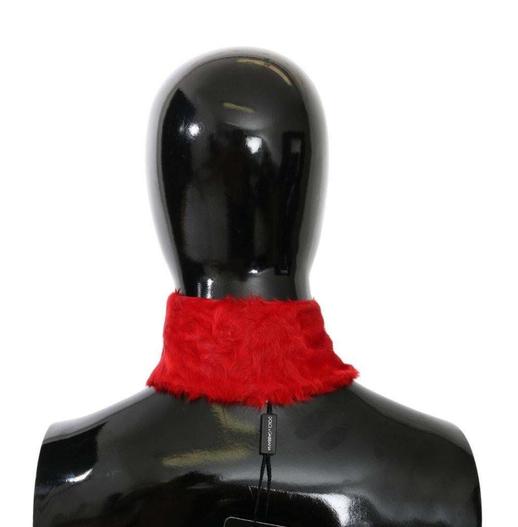 Dolce & Gabbana Red Fur Neck Collar Wrap Lambskin Scarf -   -  Dolce & Gabbana.