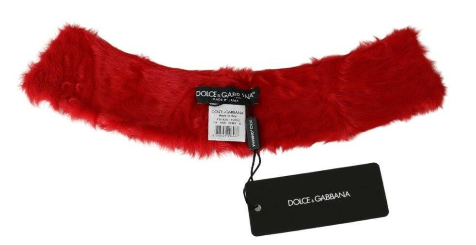 Dolce & Gabbana Red Fur Neck Collar Wrap Lambskin Scarf -   -  Dolce & Gabbana.