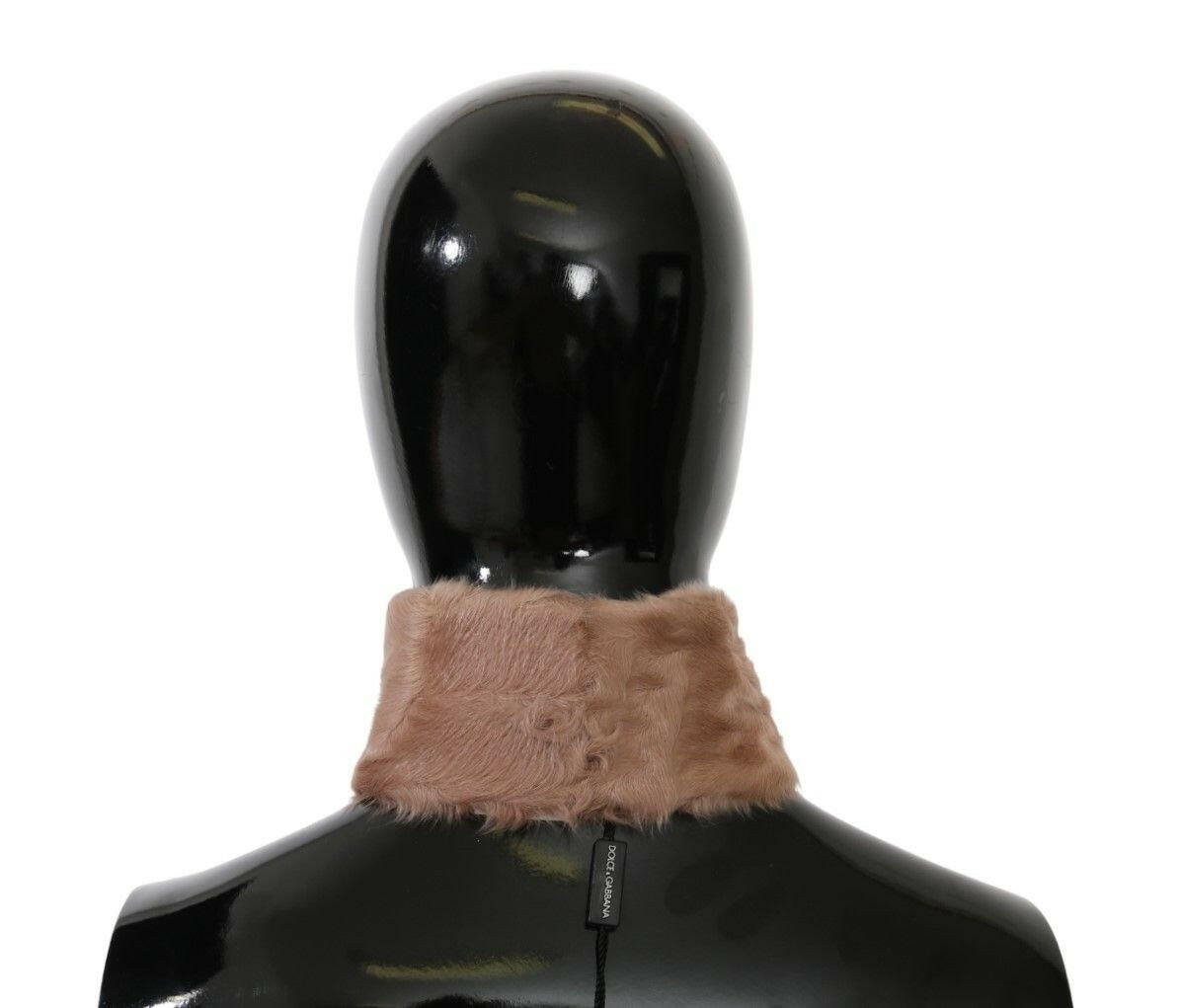 Dolce & Gabbana Beige Fur Neck Collar Lambskin Scarf -   -  Dolce & Gabbana.