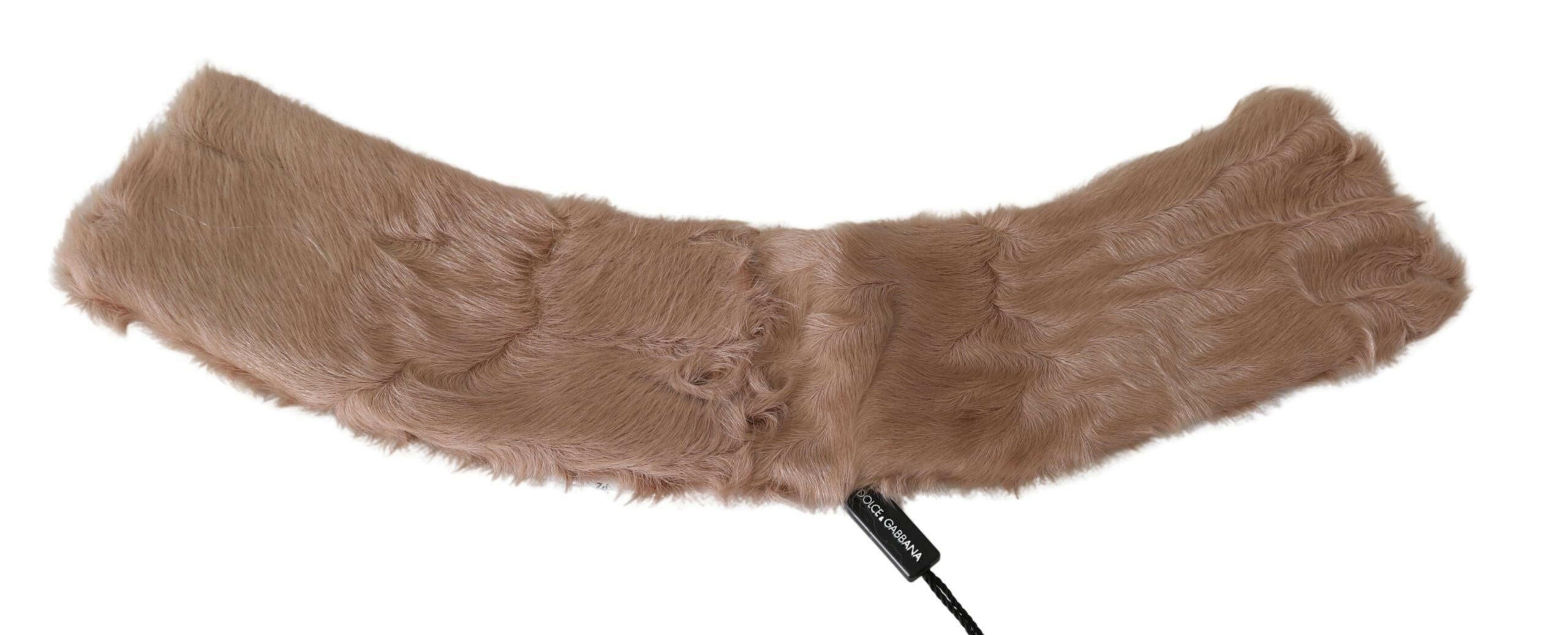 Dolce & Gabbana Beige Fur Neck Collar Lambskin Scarf -   -  Dolce & Gabbana.