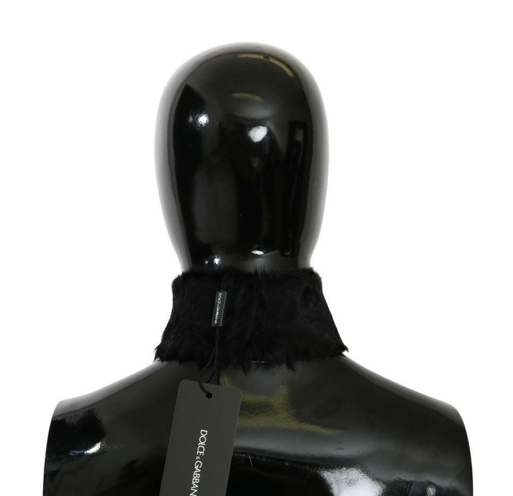 Dolce & Gabbana Black Fur Neck Collar Wrap Lambskin Scarf -   -  Dolce & Gabbana.