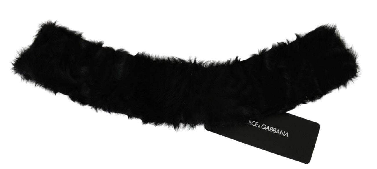 Dolce & Gabbana Black Fur Neck Collar Wrap Lambskin Scarf -   -  Dolce & Gabbana.