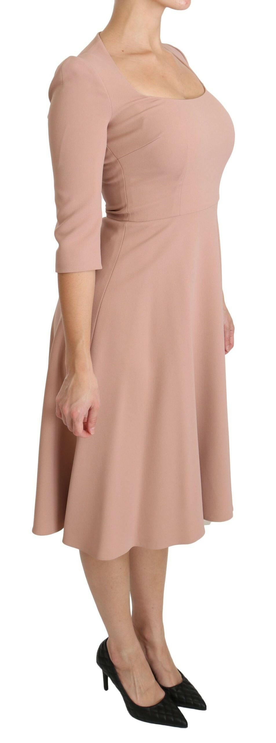 Dolce & Gabbana Pink 3/4 Sleeves A-line Viscose Dress -   -  Dolce & Gabbana.