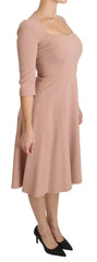 Dolce & Gabbana Pink 3/4 Sleeves A-line Viscose Dress -   -  Dolce & Gabbana.