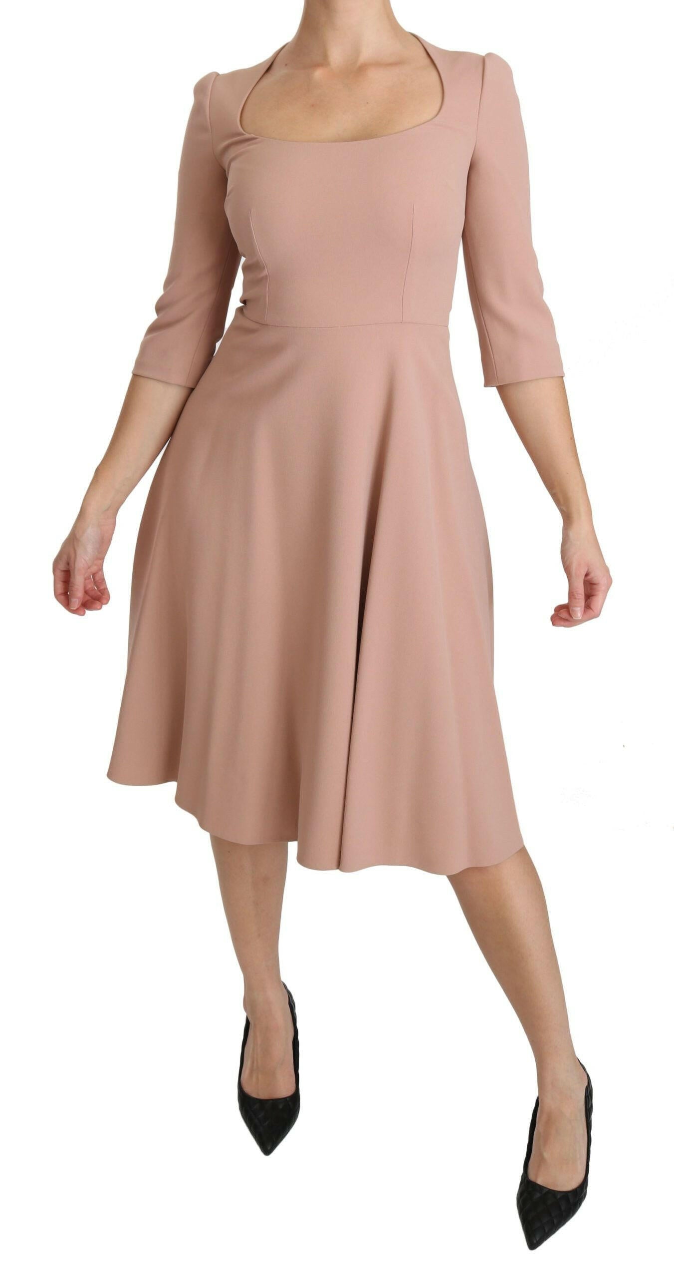 Dolce & Gabbana Pink 3/4 Sleeves A-line Viscose Dress -   -  Dolce & Gabbana.