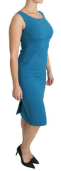 Dolce & Gabbana Blue Bodycon Sheath Knee Length Wool Dress -   -  Dolce & Gabbana.