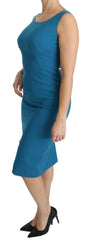 Dolce & Gabbana Blue Bodycon Sheath Knee Length Wool Dress -   -  Dolce & Gabbana.