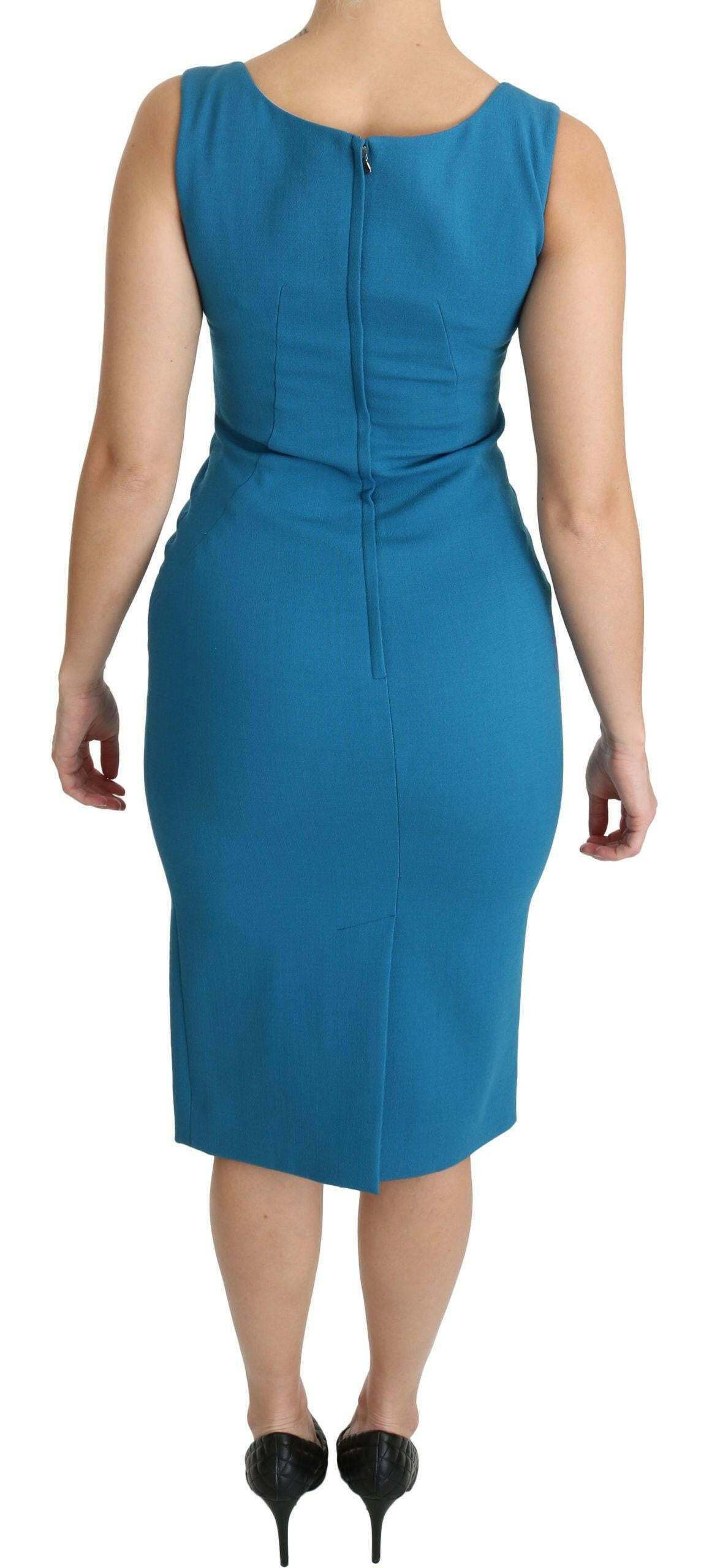 Dolce & Gabbana Blue Bodycon Sheath Knee Length Wool Dress -   -  Dolce & Gabbana.