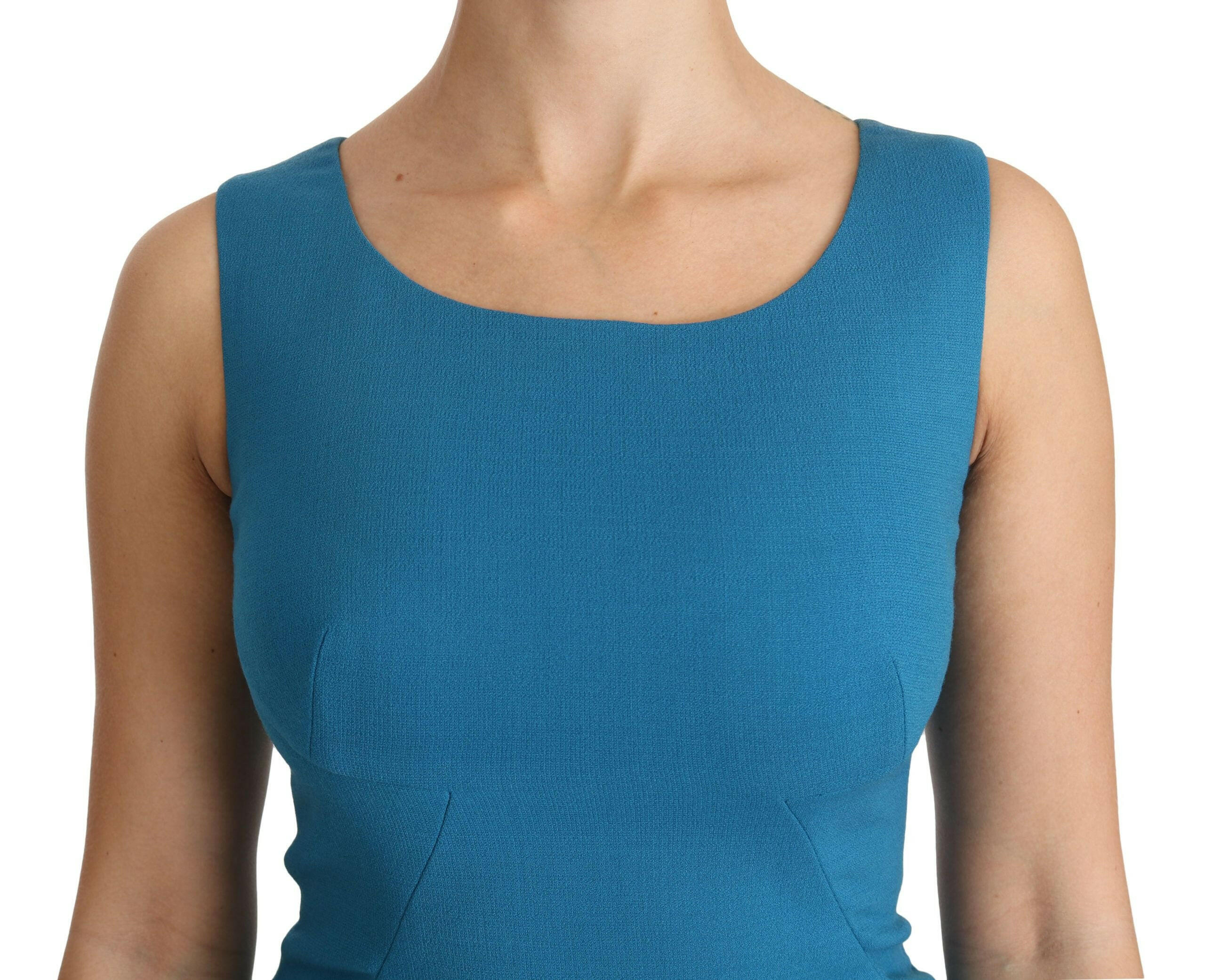 Dolce & Gabbana Blue Bodycon Sheath Knee Length Wool Dress -   -  Dolce & Gabbana.