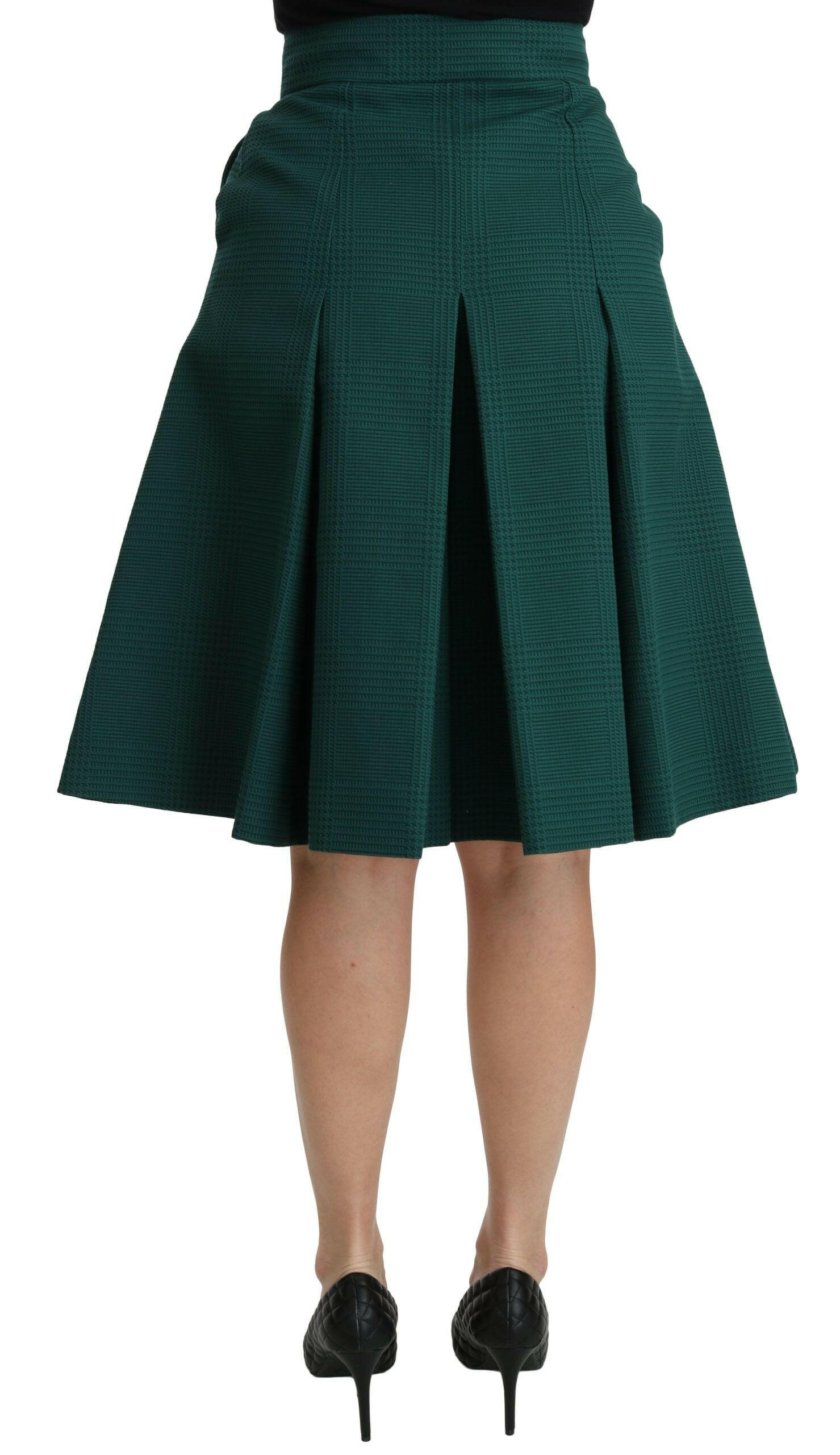 Dolce & Gabbana Green Pleated A-line High Waist Cotton  Skirt -   -  Dolce & Gabbana.