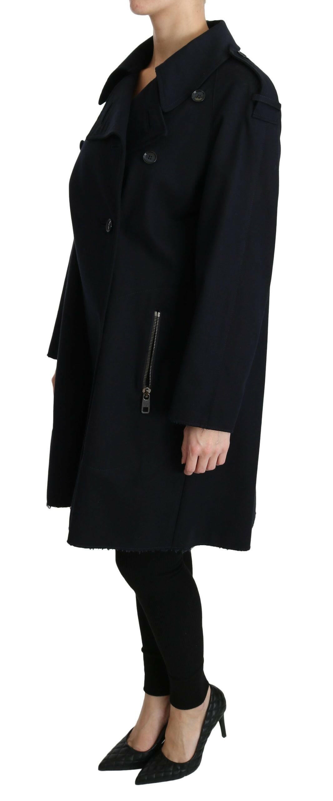 Dolce & Gabbana Coat Blue Cotton Women Trench Jacket -   -  Dolce & Gabbana.