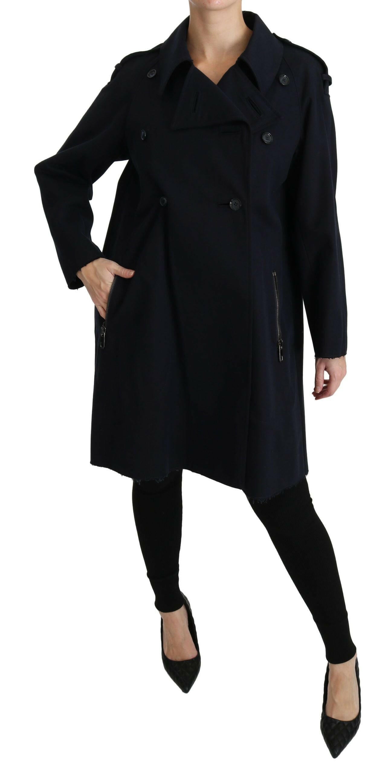 Dolce & Gabbana Coat Blue Cotton Women Trench Jacket -   -  Dolce & Gabbana.