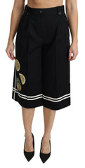 Dolce & Gabbana Black Lemon Embellished Palazzo Cropped Pants -   -  Dolce & Gabbana.