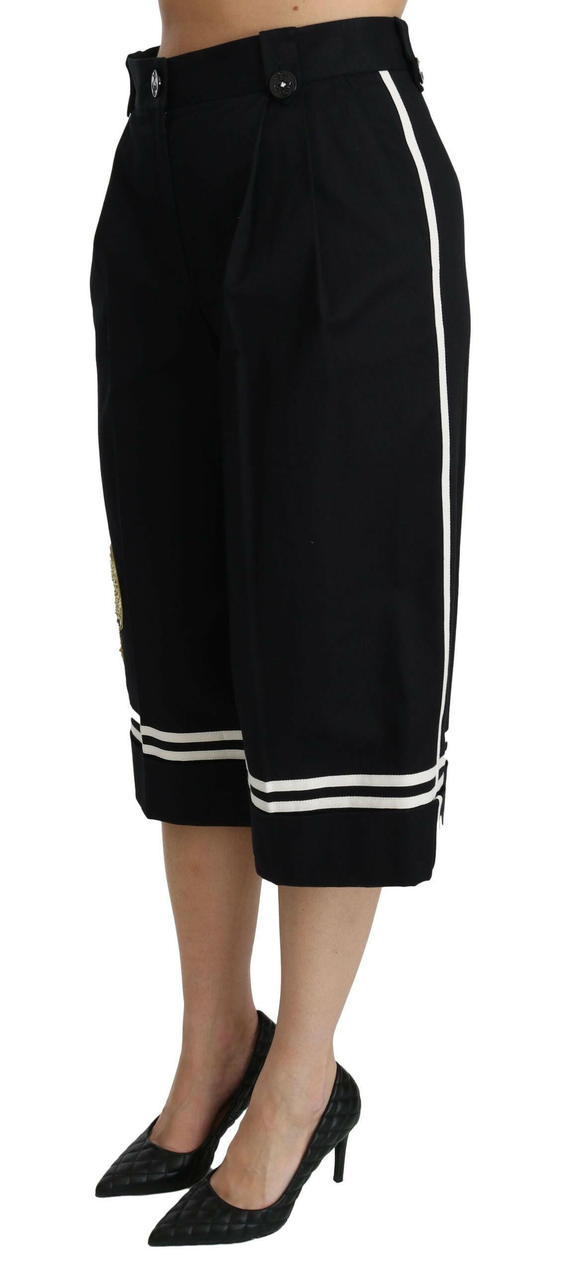 Dolce & Gabbana Black Lemon Embellished Palazzo Cropped Pants -   -  Dolce & Gabbana.