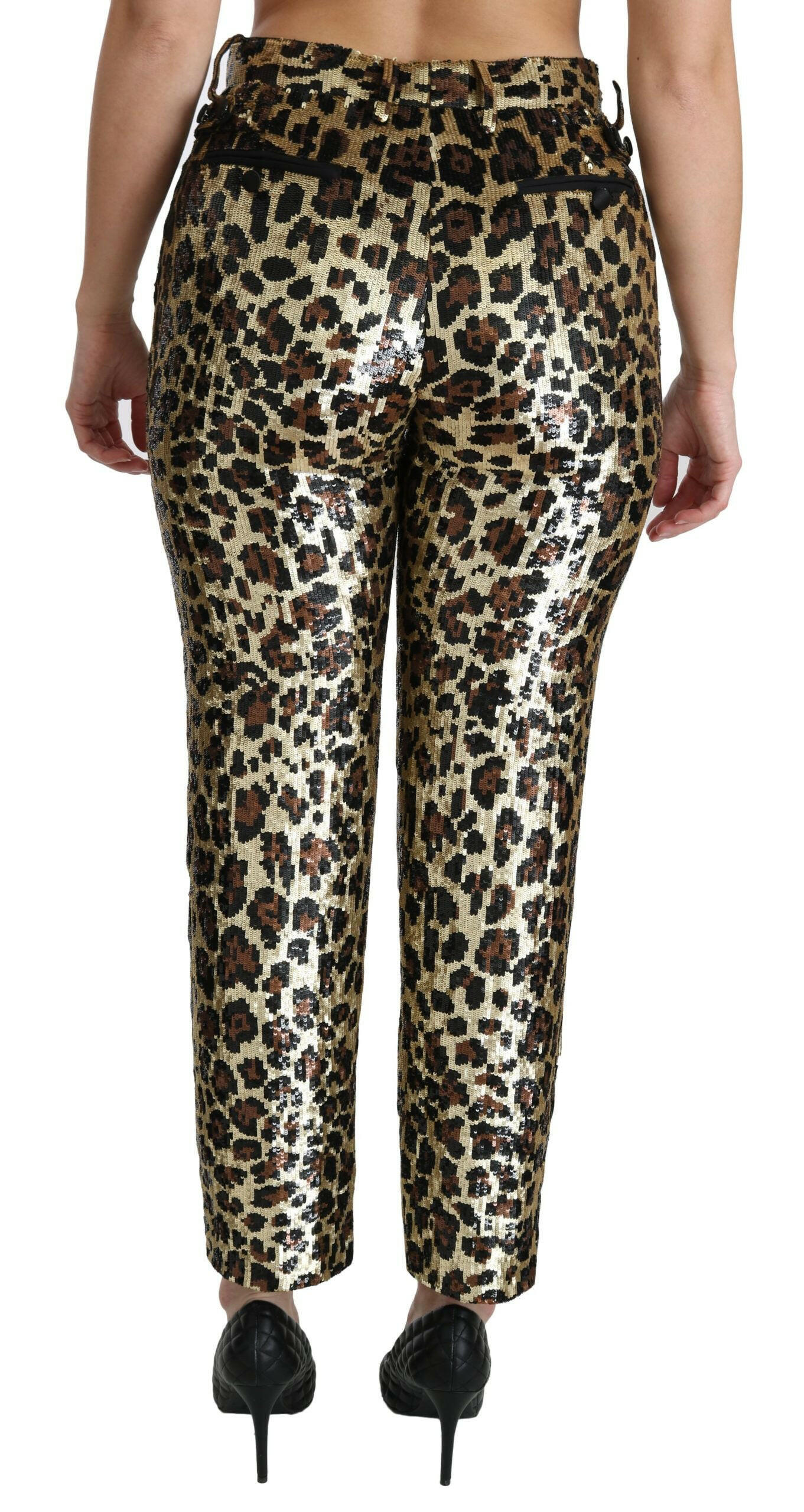 Dolce & Gabbana Brown Leopard Sequined High Waist Pants -   -  Dolce & Gabbana.