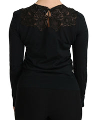 Dolce & Gabbana Black Silk Lace Crew Neck Long Sleeve Blouse -   -  Dolce & Gabbana.