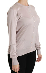 Dolce & Gabbana Silk Pink Long Sleeve Lace Top Sweater -   -  Dolce & Gabbana.