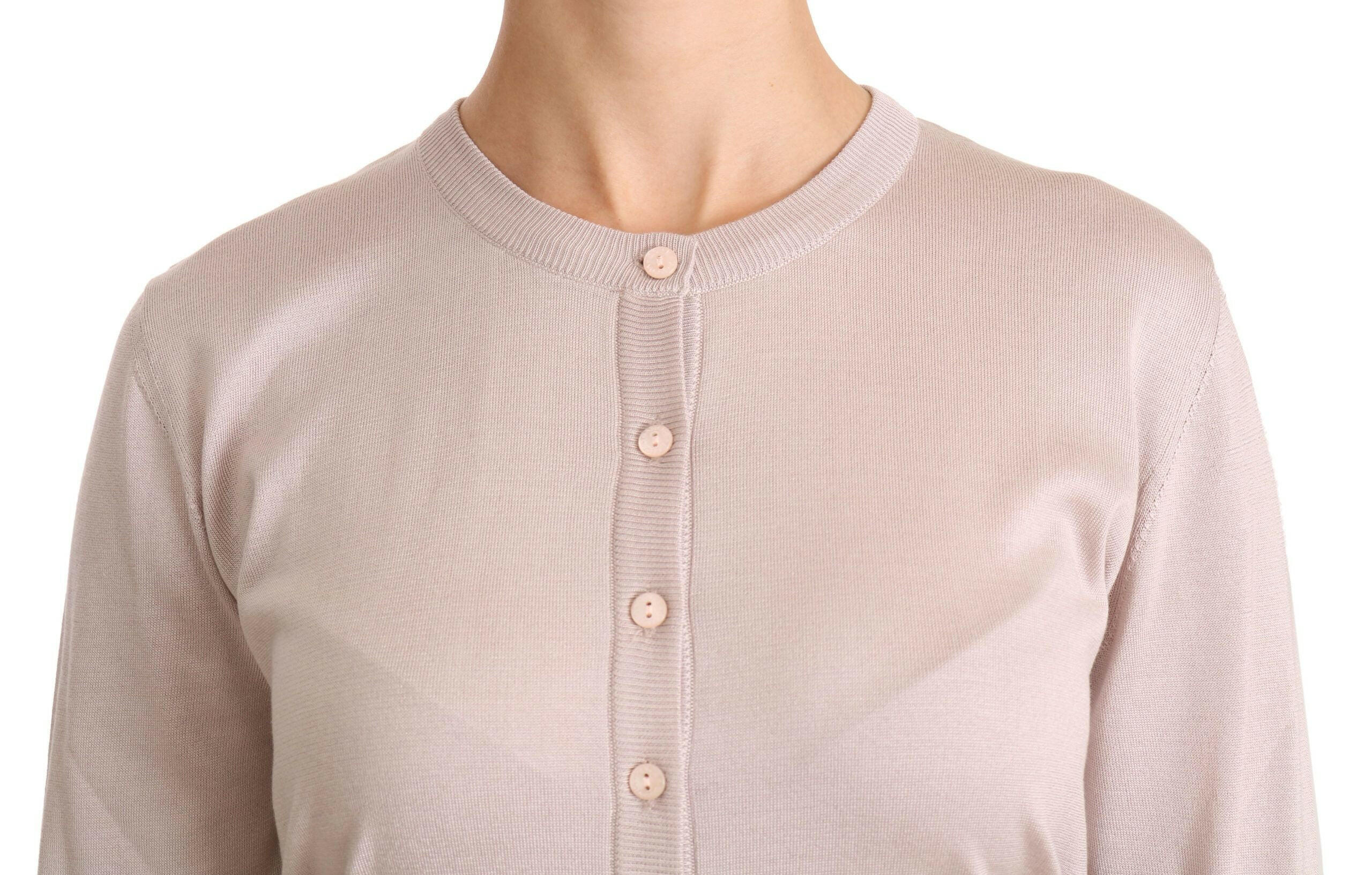 Dolce & Gabbana Silk Pink Long Sleeve Lace Top Sweater -   -  Dolce & Gabbana.