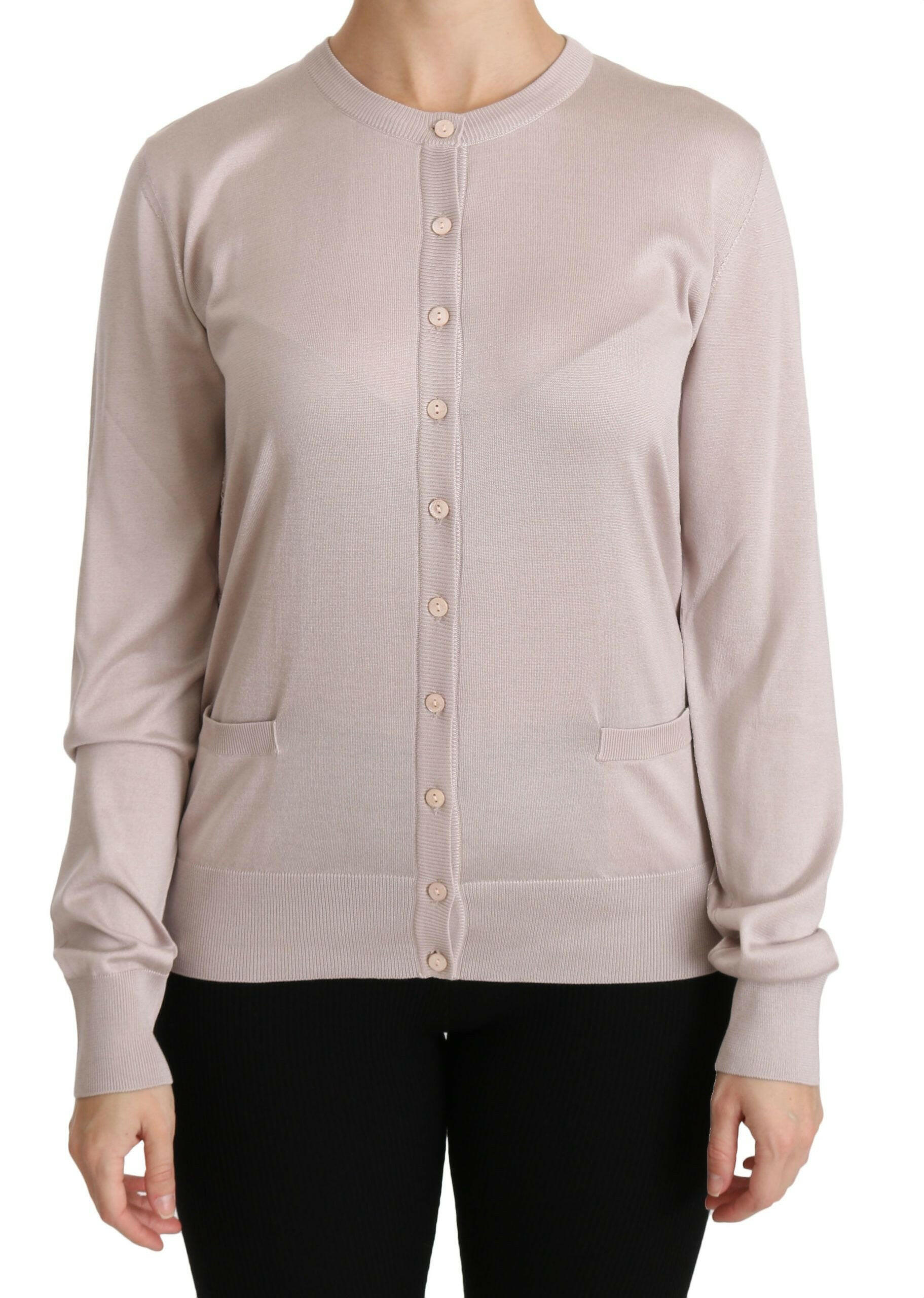 Dolce & Gabbana Silk Pink Long Sleeve Lace Top Sweater -   -  Dolce & Gabbana.