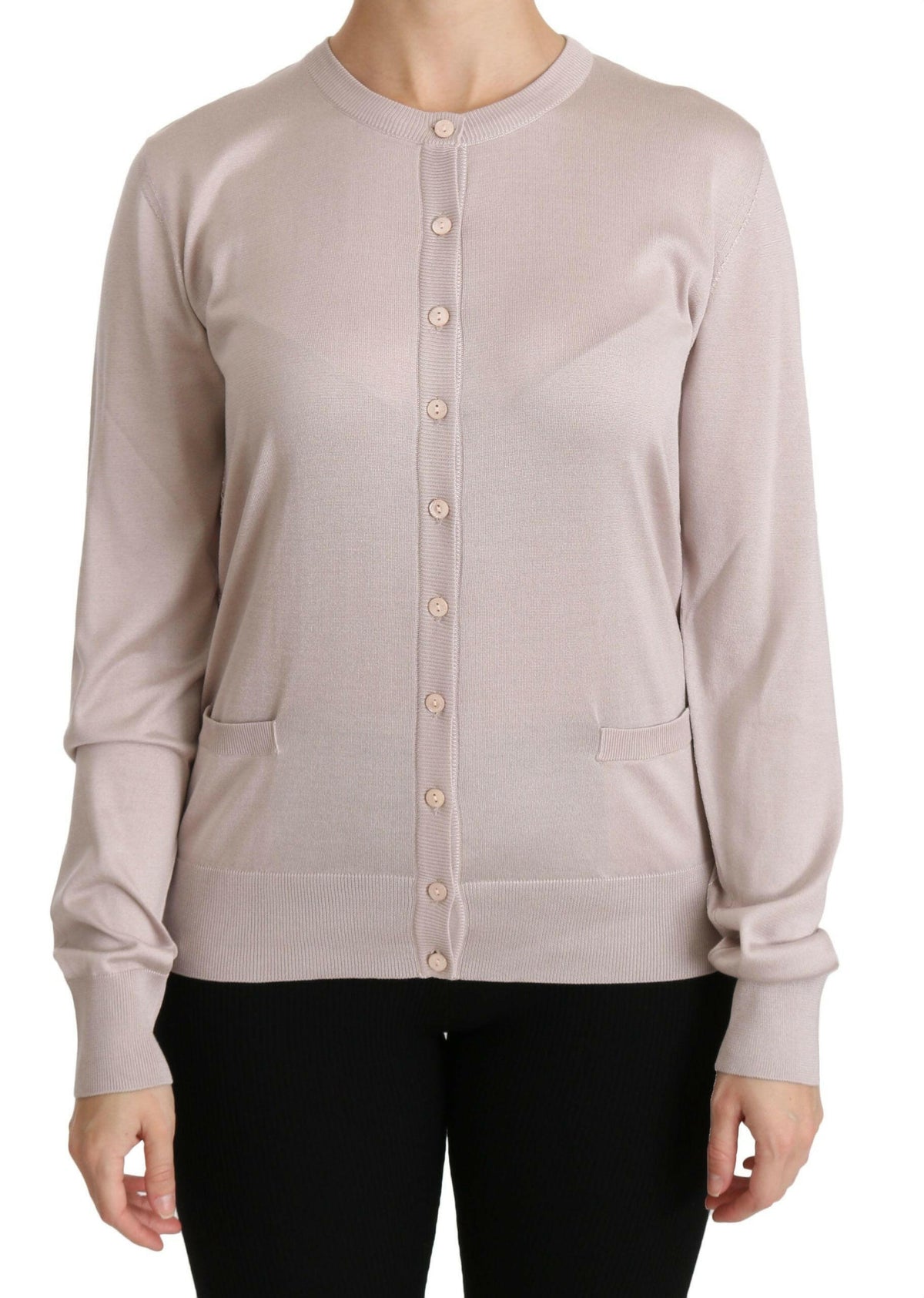 Dolce & Gabbana Silk Pink Long Sleeve Lace Top Sweater -   -  Dolce & Gabbana.