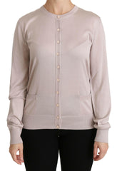 Dolce & Gabbana Silk Pink Long Sleeve Lace Top Sweater -   -  Dolce & Gabbana.