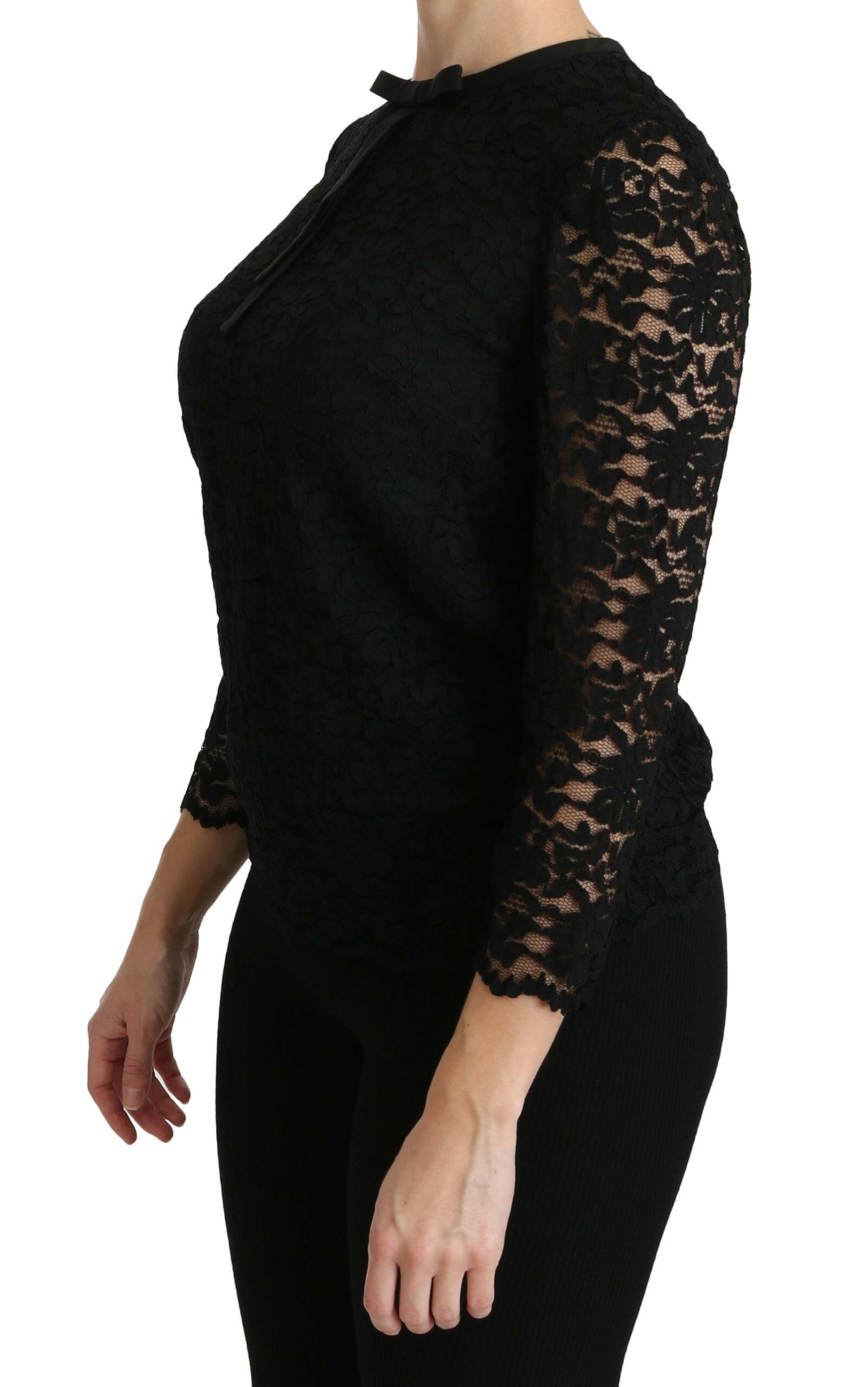 Dolce & Gabbana Black Lace Long Sleeve Nylon Blouse -   -  Dolce & Gabbana.