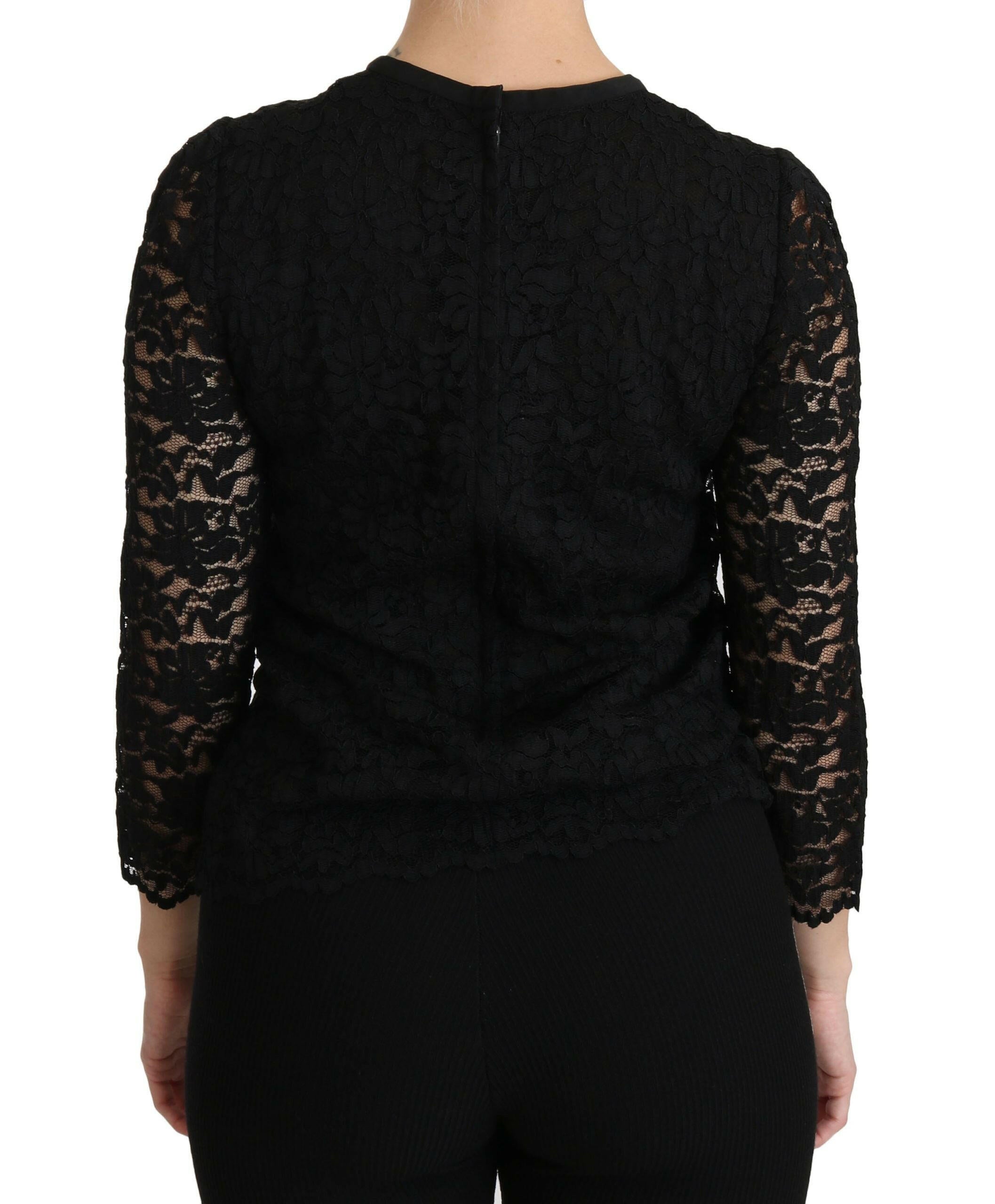 Dolce & Gabbana Black Lace Long Sleeve Nylon Blouse -   -  Dolce & Gabbana.