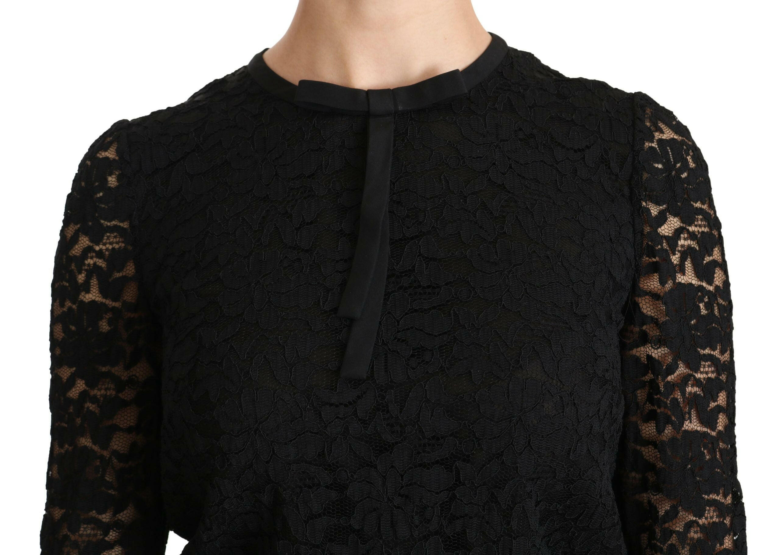 Dolce & Gabbana Black Lace Long Sleeve Nylon Blouse -   -  Dolce & Gabbana.