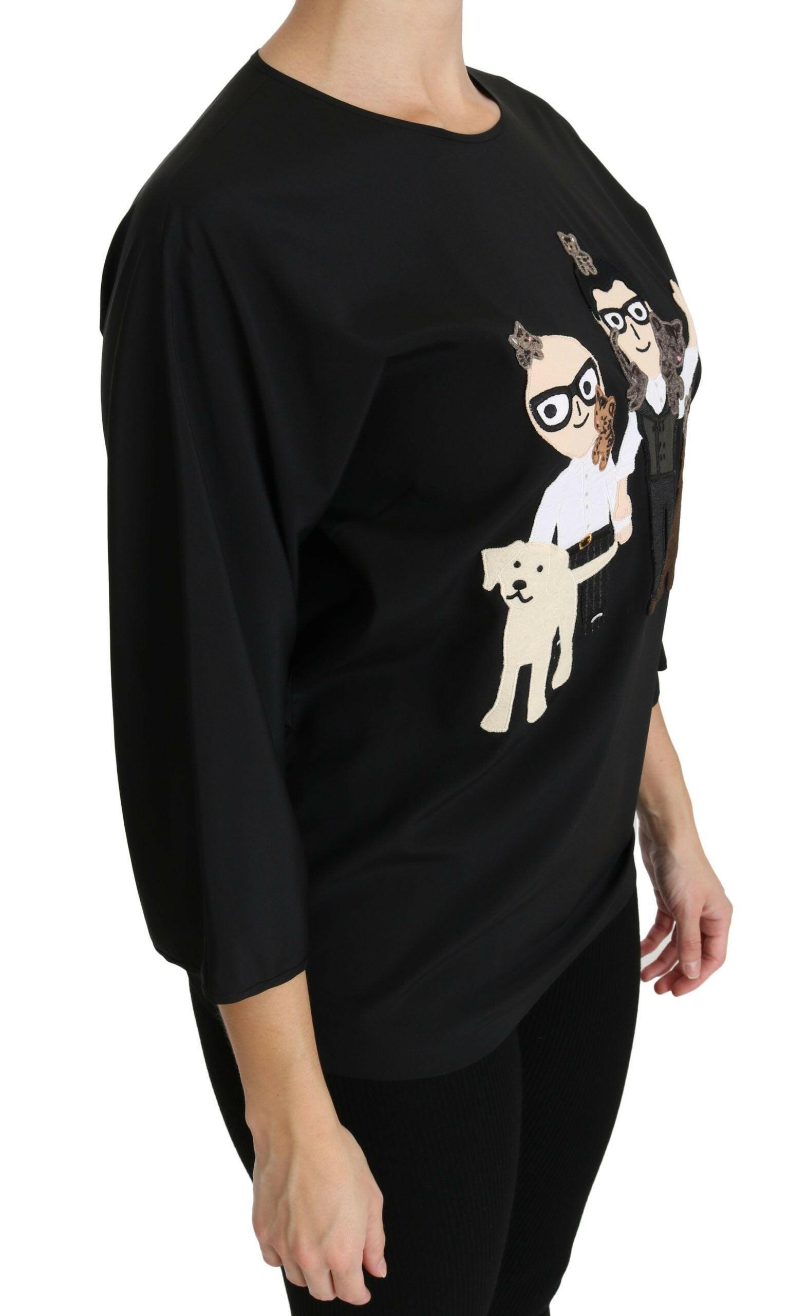 Dolce & Gabbana Black #dgfamily Top T-shirt Silk Blouse -   -  Dolce & Gabbana.