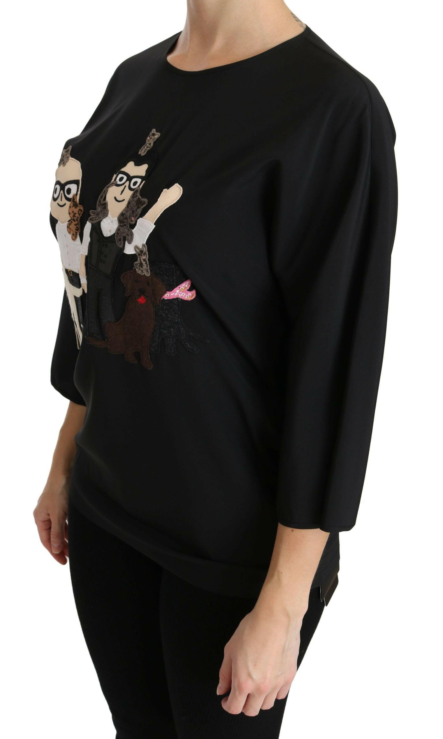 Dolce & Gabbana Black #dgfamily Top T-shirt Silk Blouse -   -  Dolce & Gabbana.