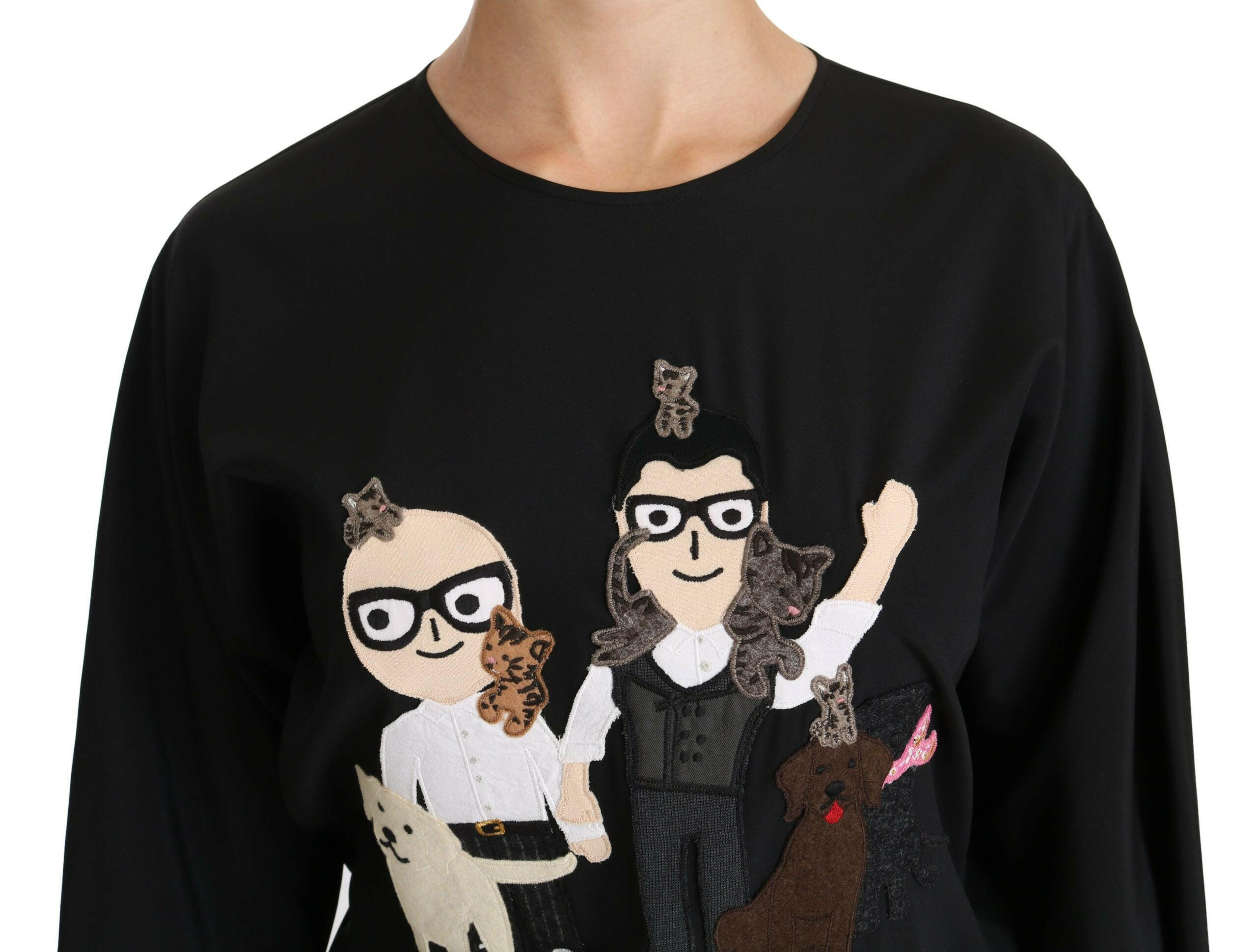 Dolce & Gabbana Black #dgfamily Top T-shirt Silk Blouse -   -  Dolce & Gabbana.