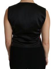 Dolce & Gabbana Black Pink Floral Waistcoat Vest Blouse Top -   -  Dolce & Gabbana.