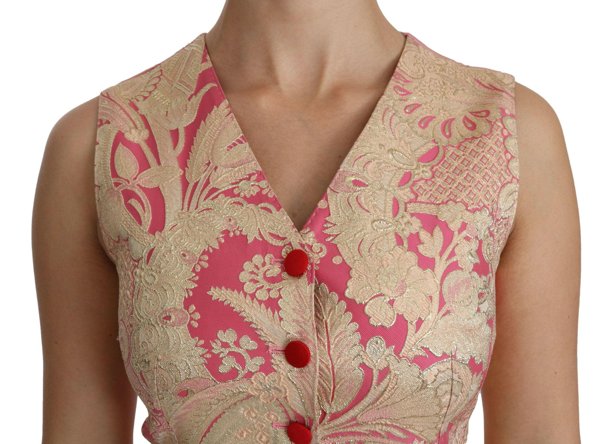 Dolce & Gabbana Pink Gold Brocade Waistcoat Vest Blouse Top -   -  Dolce & Gabbana.