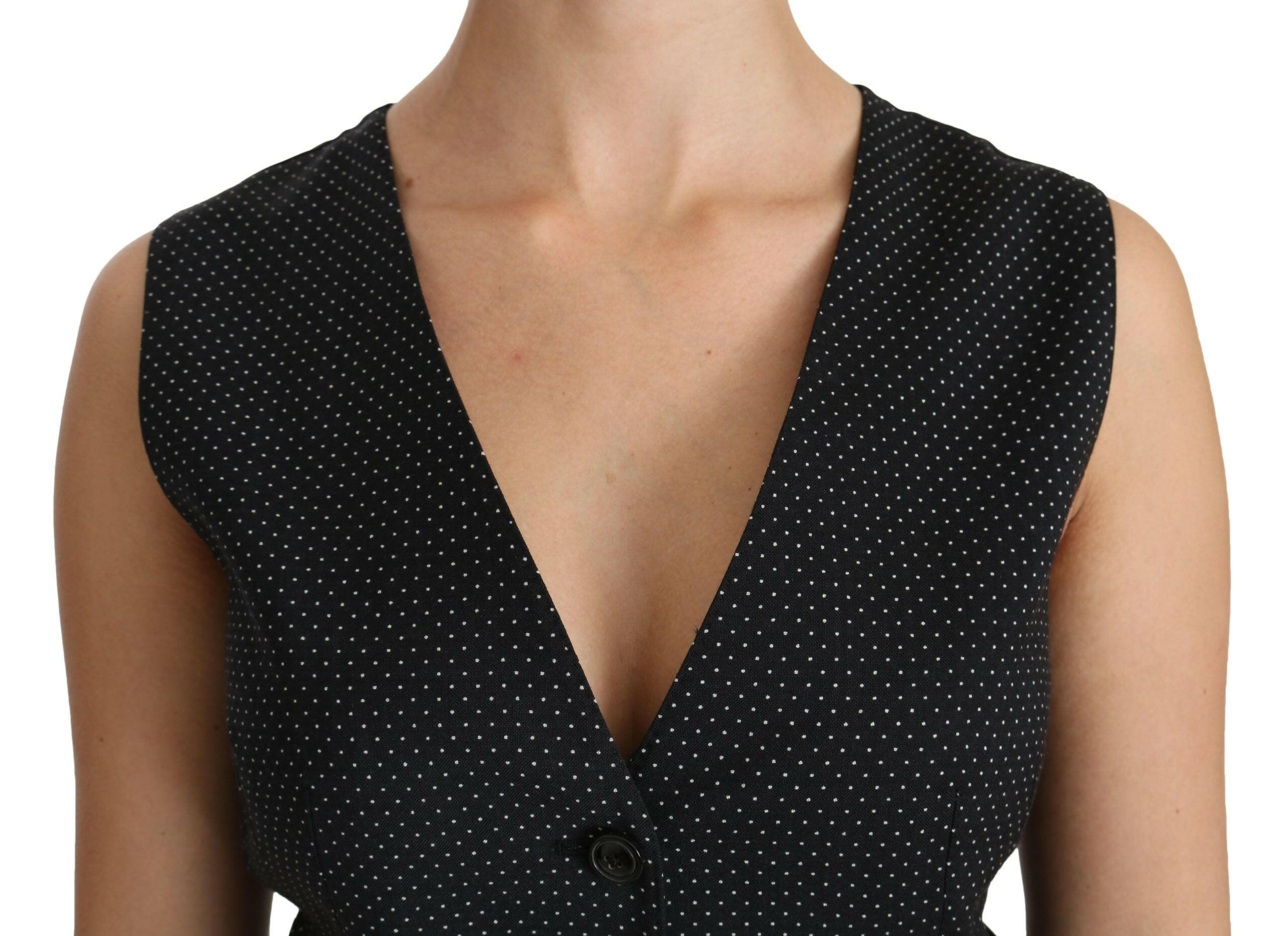 Dolce & Gabbana Black Dotted Waistcoat Vest Blouse Top -   -  Dolce & Gabbana.