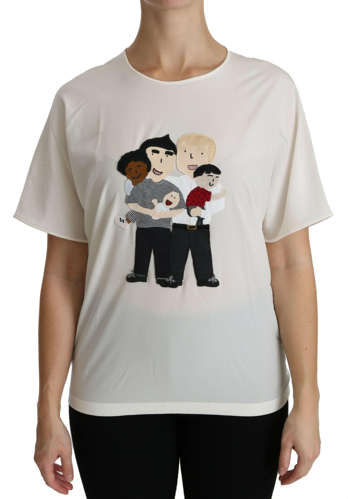 Dolce & Gabbana White #dgfamily Patch Short Sleeve Blouse Top -   -  Dolce & Gabbana.