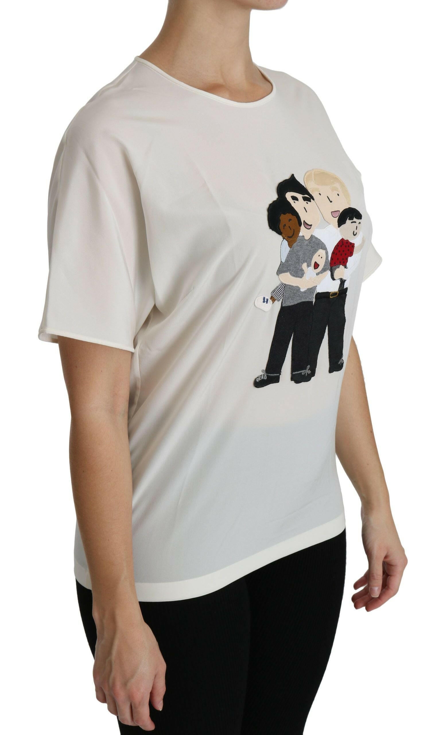 Dolce & Gabbana White #dgfamily Patch Short Sleeve Blouse Top -   -  Dolce & Gabbana.
