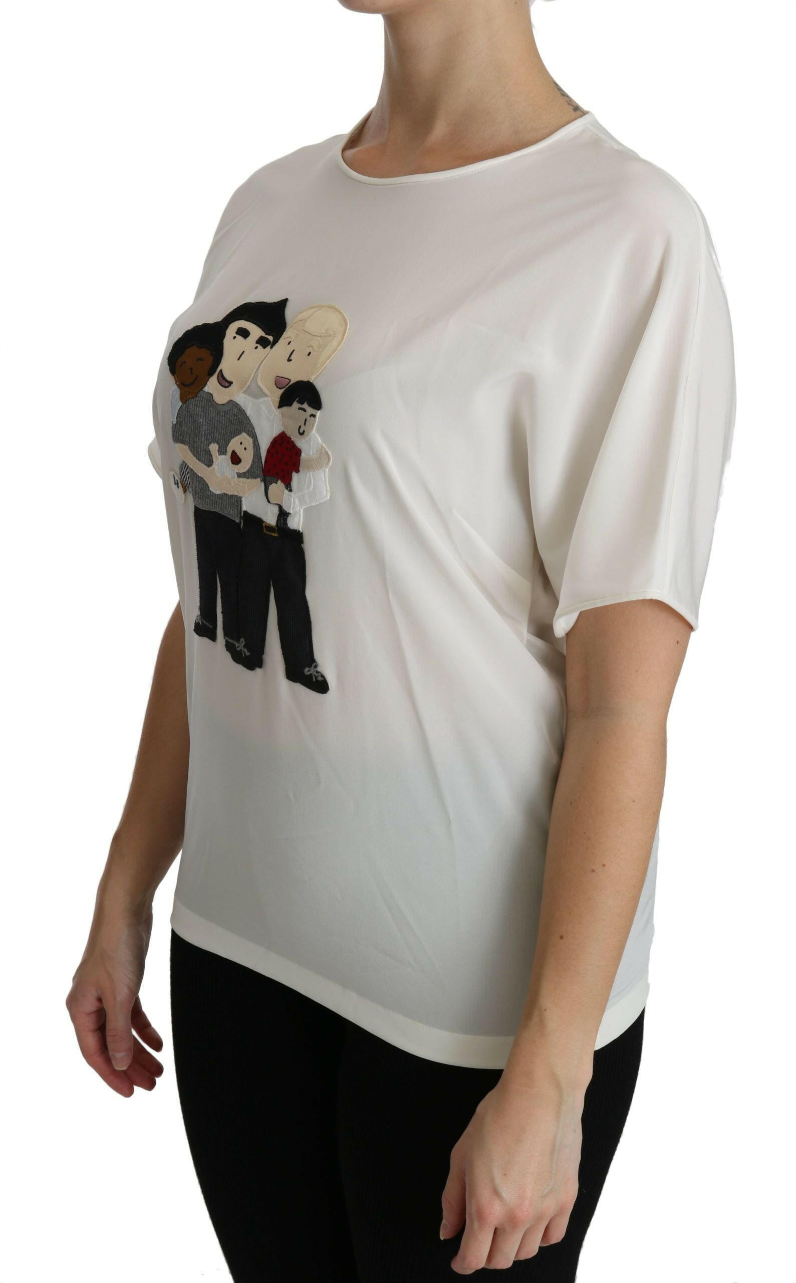 Dolce & Gabbana White #dgfamily Patch Short Sleeve Blouse Top -   -  Dolce & Gabbana.