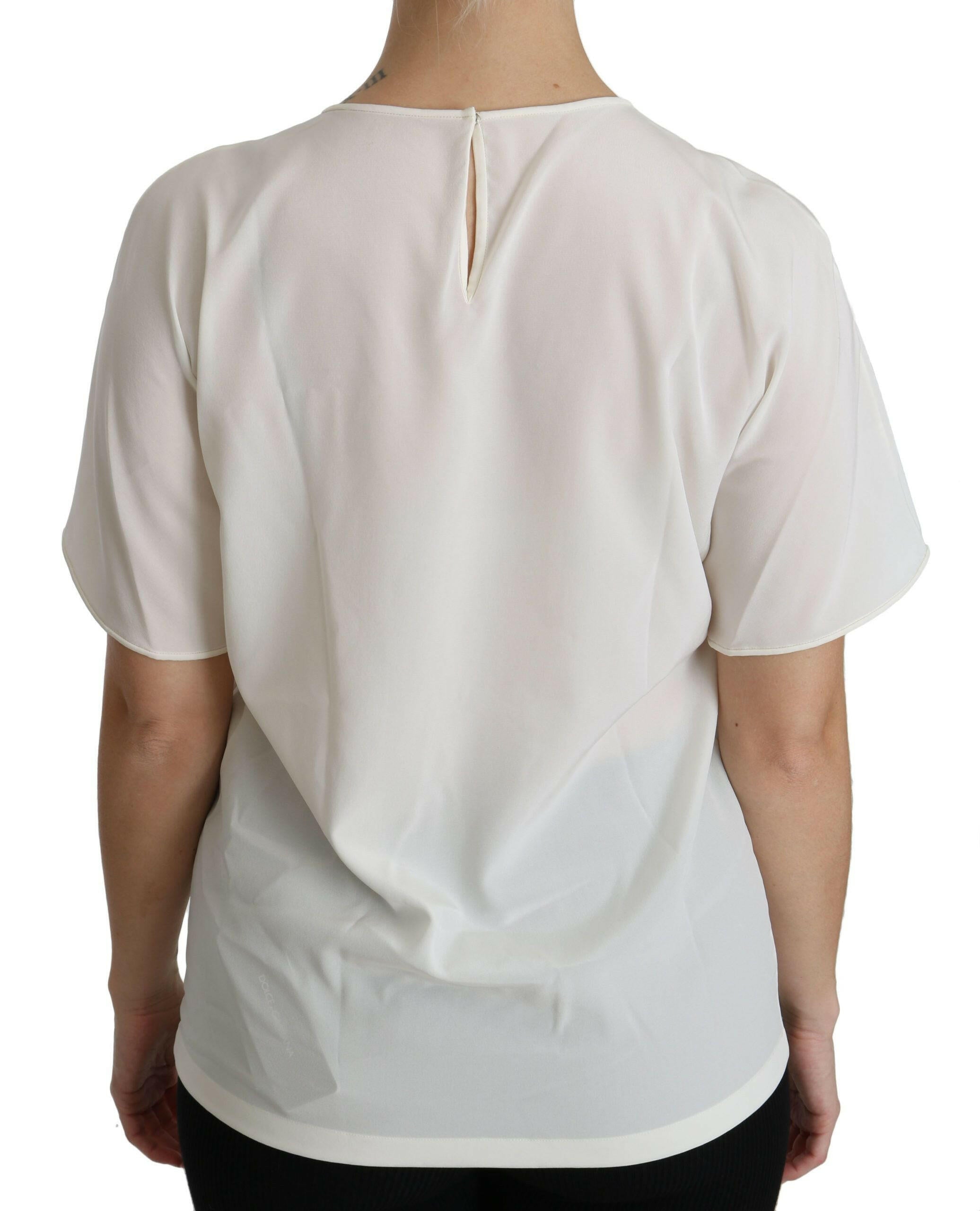 Dolce & Gabbana White #dgfamily Patch Short Sleeve Blouse Top -   -  Dolce & Gabbana.