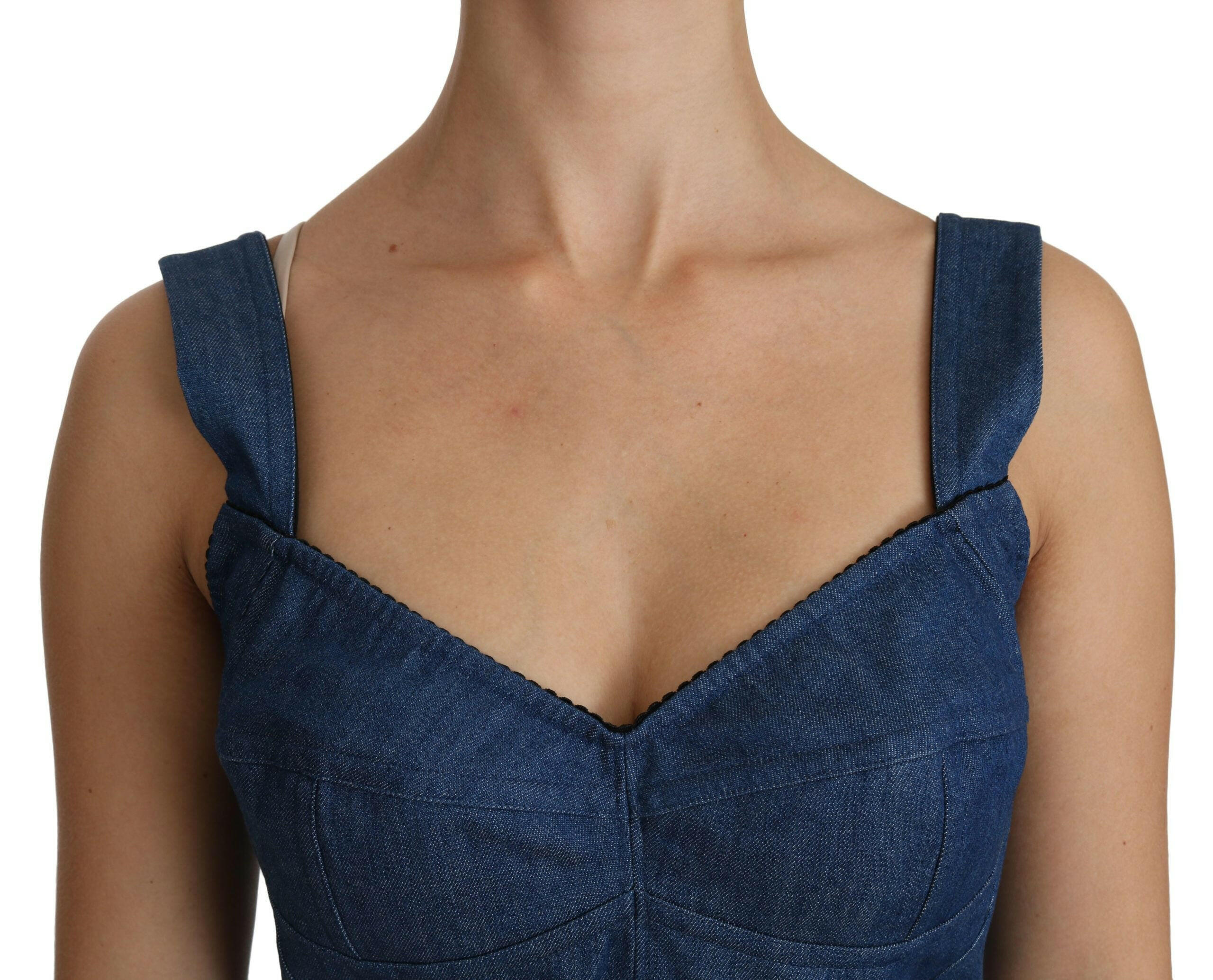 Dolce & Gabbana Blue Sleeveless Bustier Blouse Cotton Top -   -  Dolce & Gabbana.