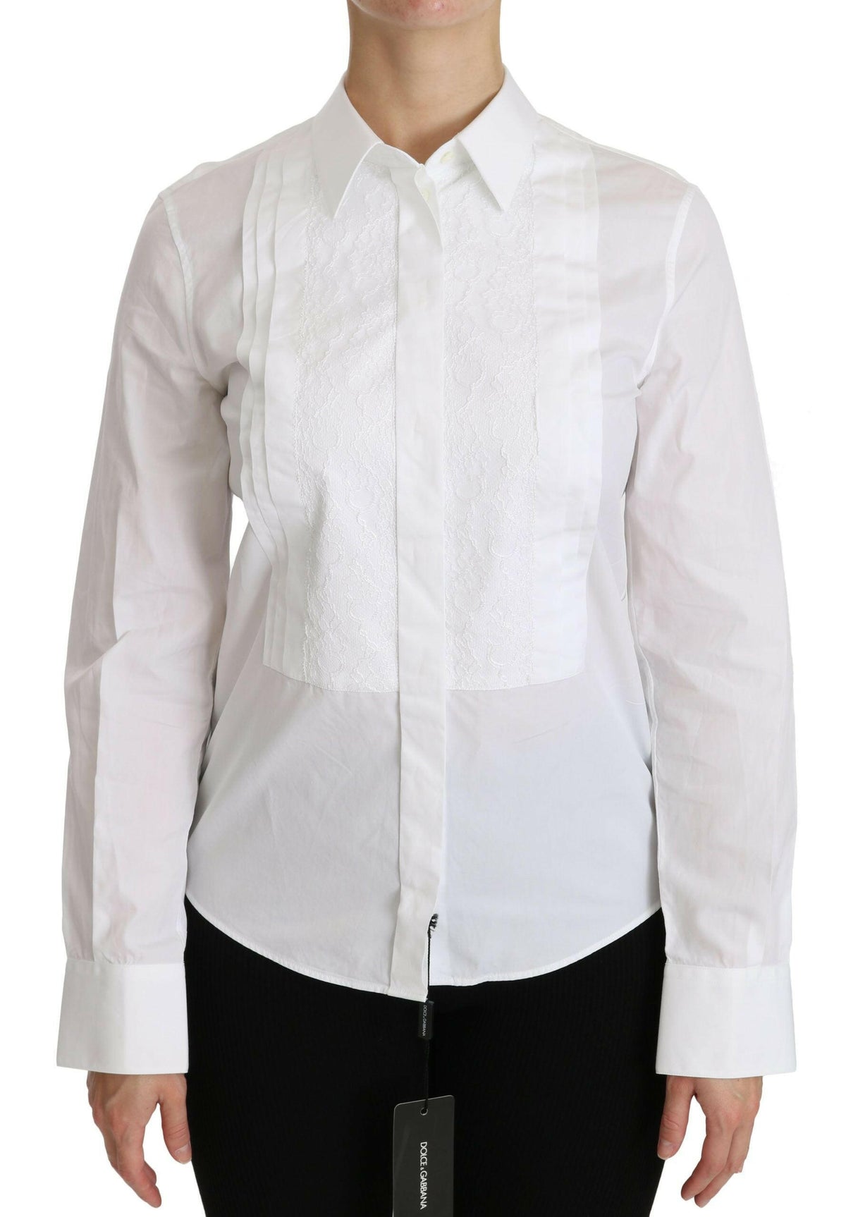 Dolce & Gabbana White Collared Long Sleeve Polo Shirt -   -  Dolce & Gabbana.