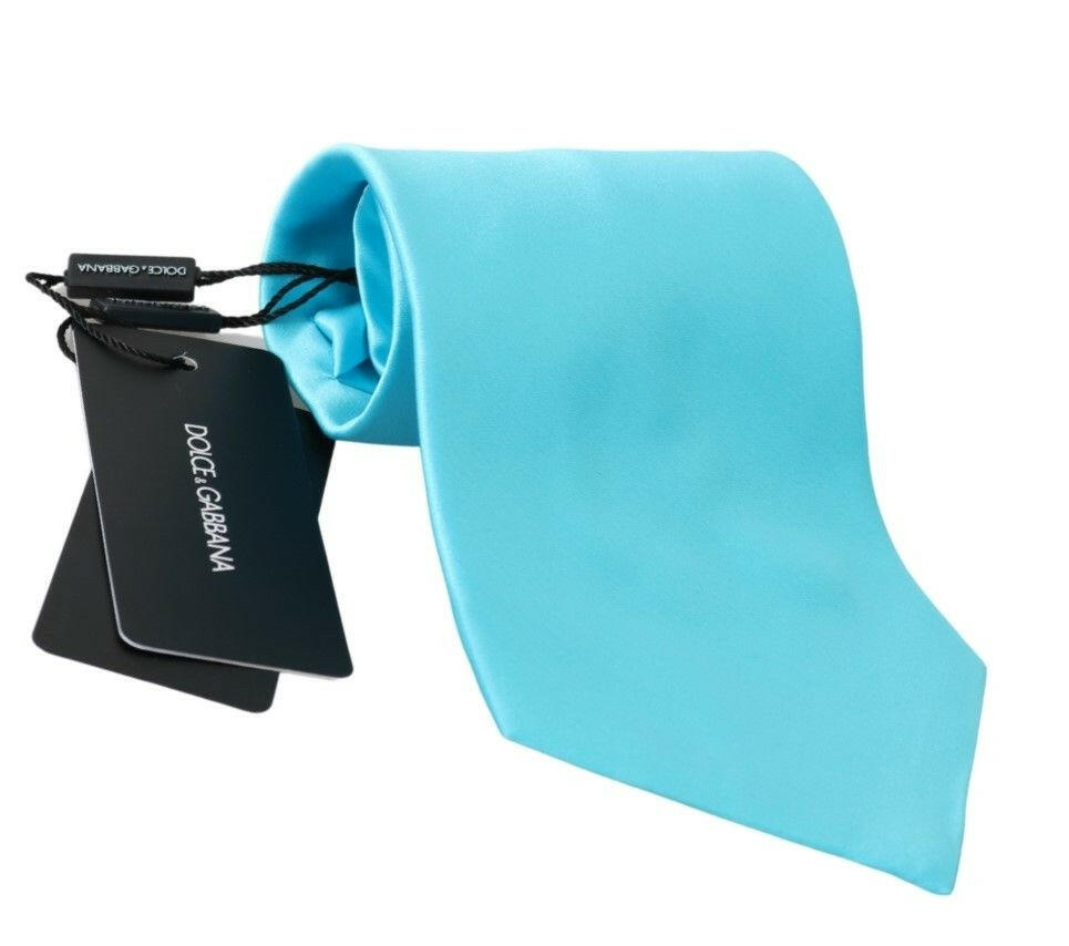 Dolce & Gabbana Light Blue Wide Mens Necktie Accessory 100% Silk Tie -  Neckties, Men -  Dolce & Gabbana.