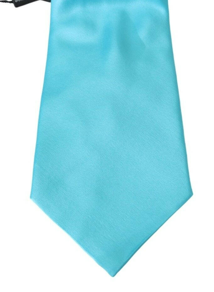 Dolce & Gabbana Light Blue Wide Mens Necktie Accessory 100% Silk Tie -  Neckties, Men -  Dolce & Gabbana.