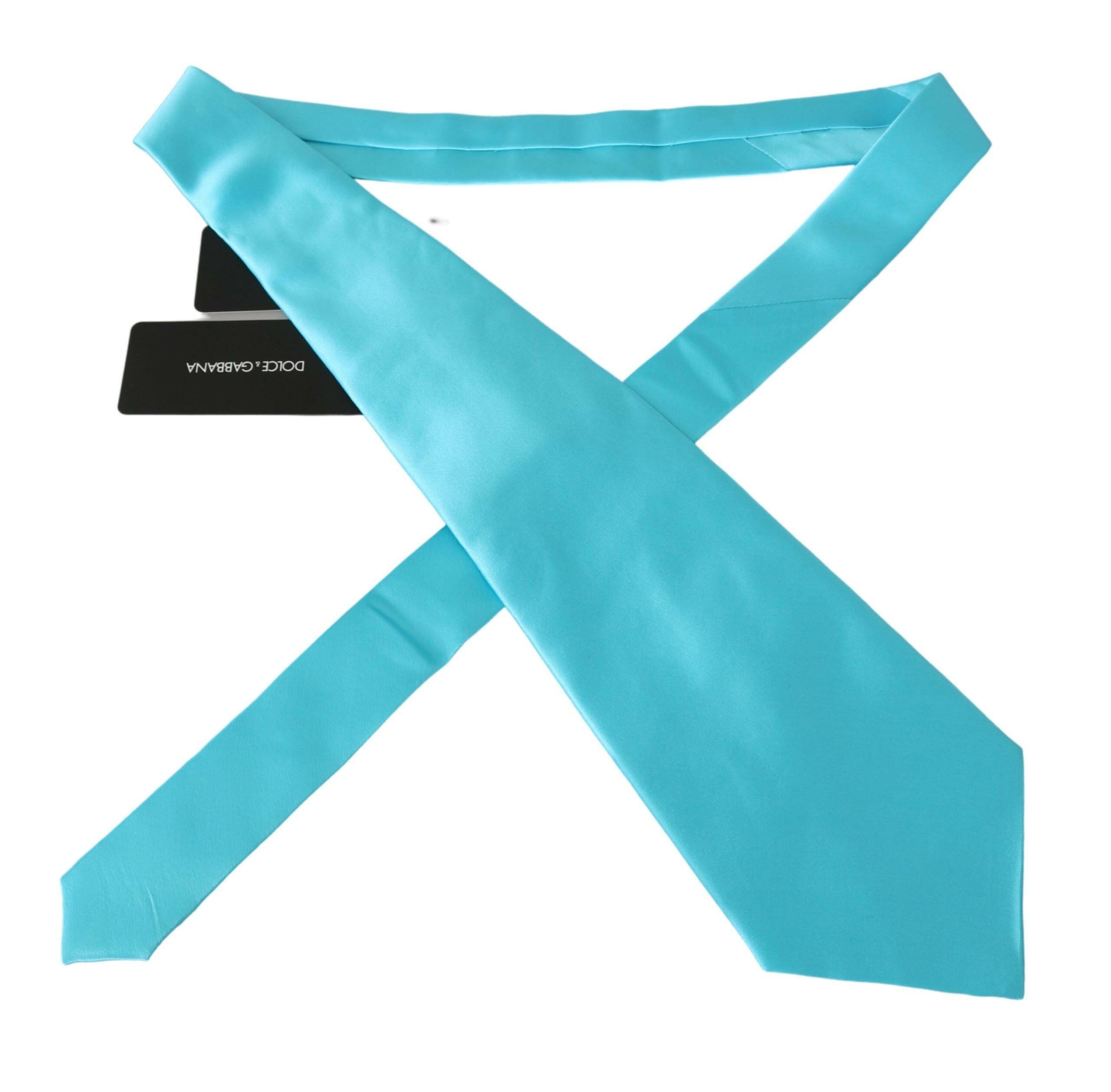 Dolce & Gabbana Light Blue Wide Mens Necktie Accessory 100% Silk Tie -  Neckties, Men -  Dolce & Gabbana.