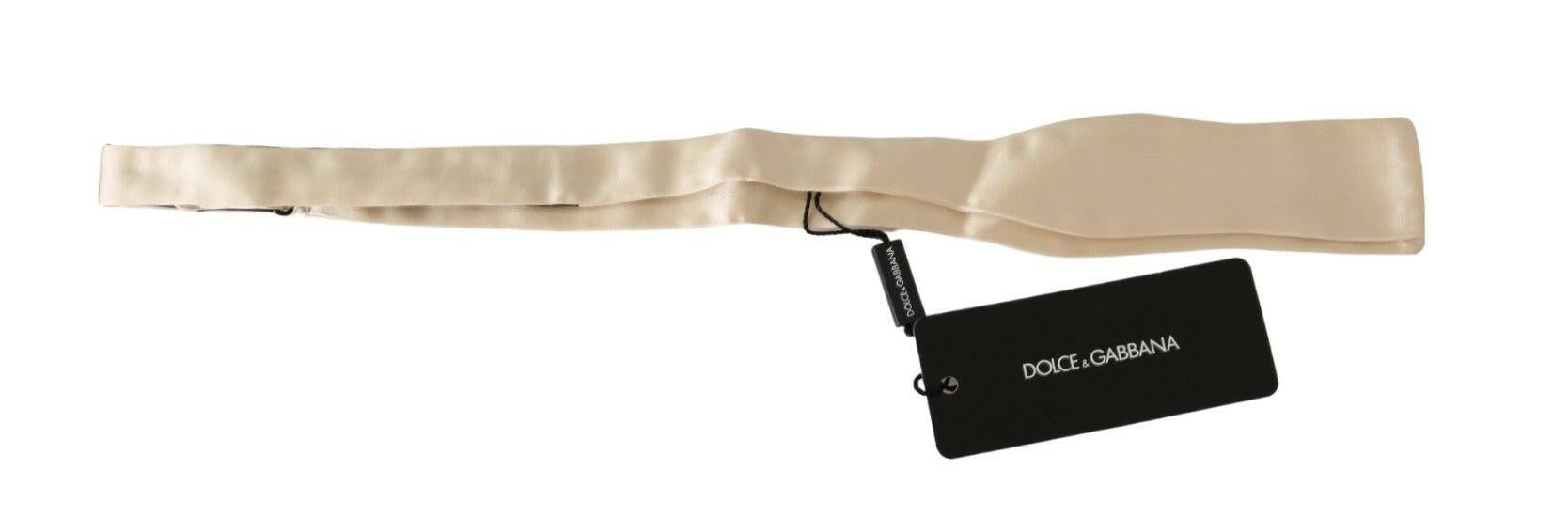 Dolce & Gabbana Beige Slim Skinny Men Necktie 100% Silk Bowtie -  Neckties, Men -  Dolce & Gabbana.