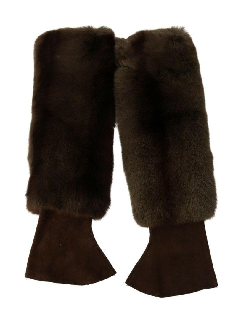Dolce & Gabbana Brown Elbow Length Finger Less Fur Gloves -   -  Dolce & Gabbana.