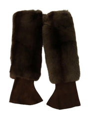 Dolce & Gabbana Brown Elbow Length Finger Less Fur Gloves -   -  Dolce & Gabbana.