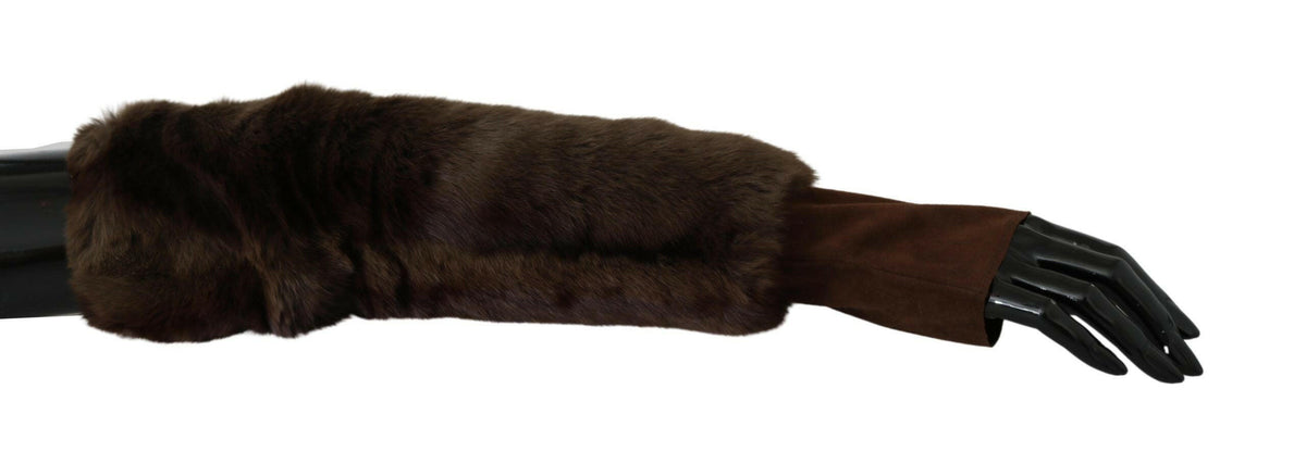 Dolce & Gabbana Brown Elbow Length Finger Less Fur Gloves -   -  Dolce & Gabbana.
