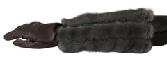 Dolce & Gabbana Brown Mid Arm Length Leather Fur Gloves -   -  Dolce & Gabbana.