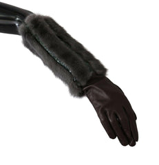 Dolce & Gabbana Brown Mid Arm Length Leather Fur Gloves -   -  Dolce & Gabbana.